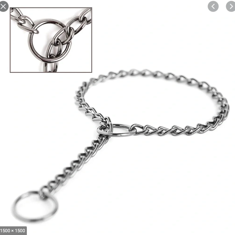 Gun Metal Chain Slip Collar and Leash